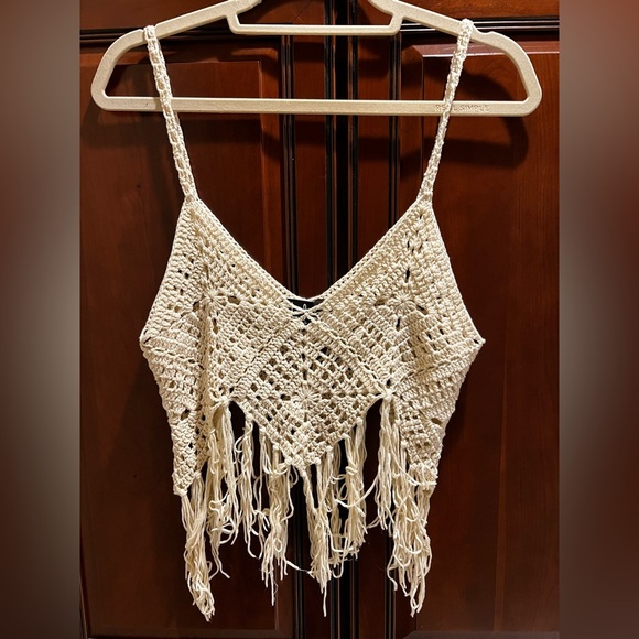 Lulus Tops - Lulu's Cream Crochet Knit Top -